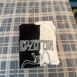 Led Zeppelin Black and White Graphic Tee Grunge Inspired Band T-Shirt L/XL